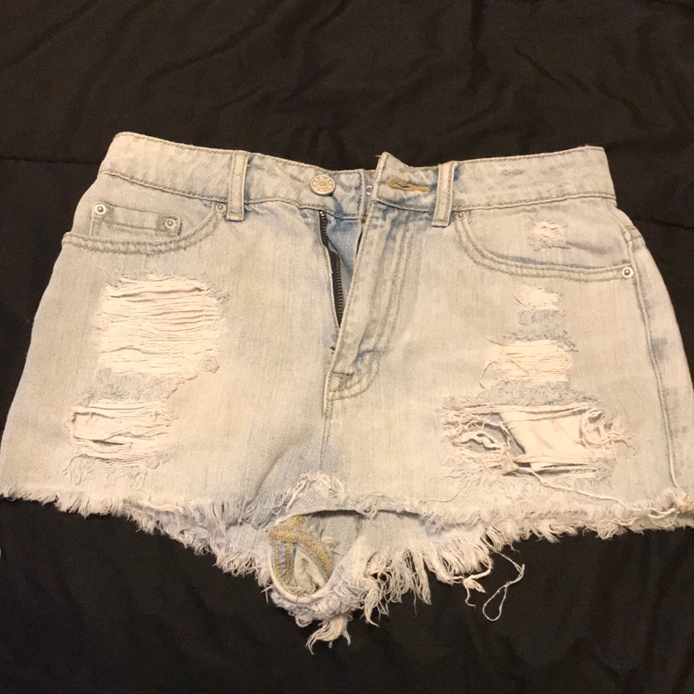 High waisted jean shorts